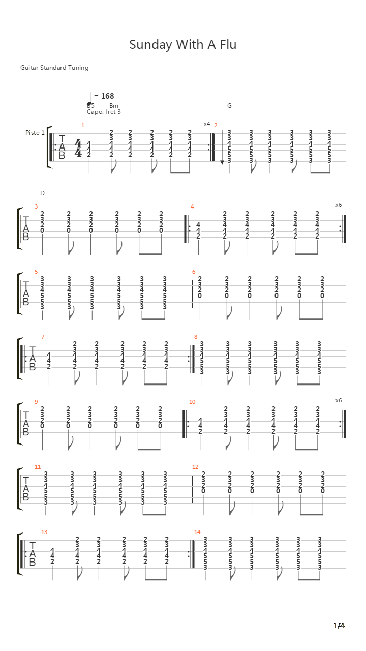 Sunday With A Flu吉他谱