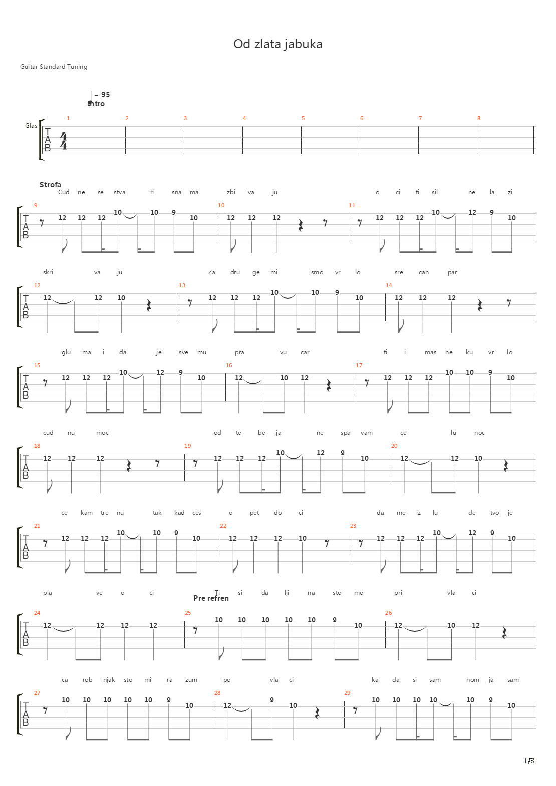 Od Zlata Jabuka (V.2)吉他谱