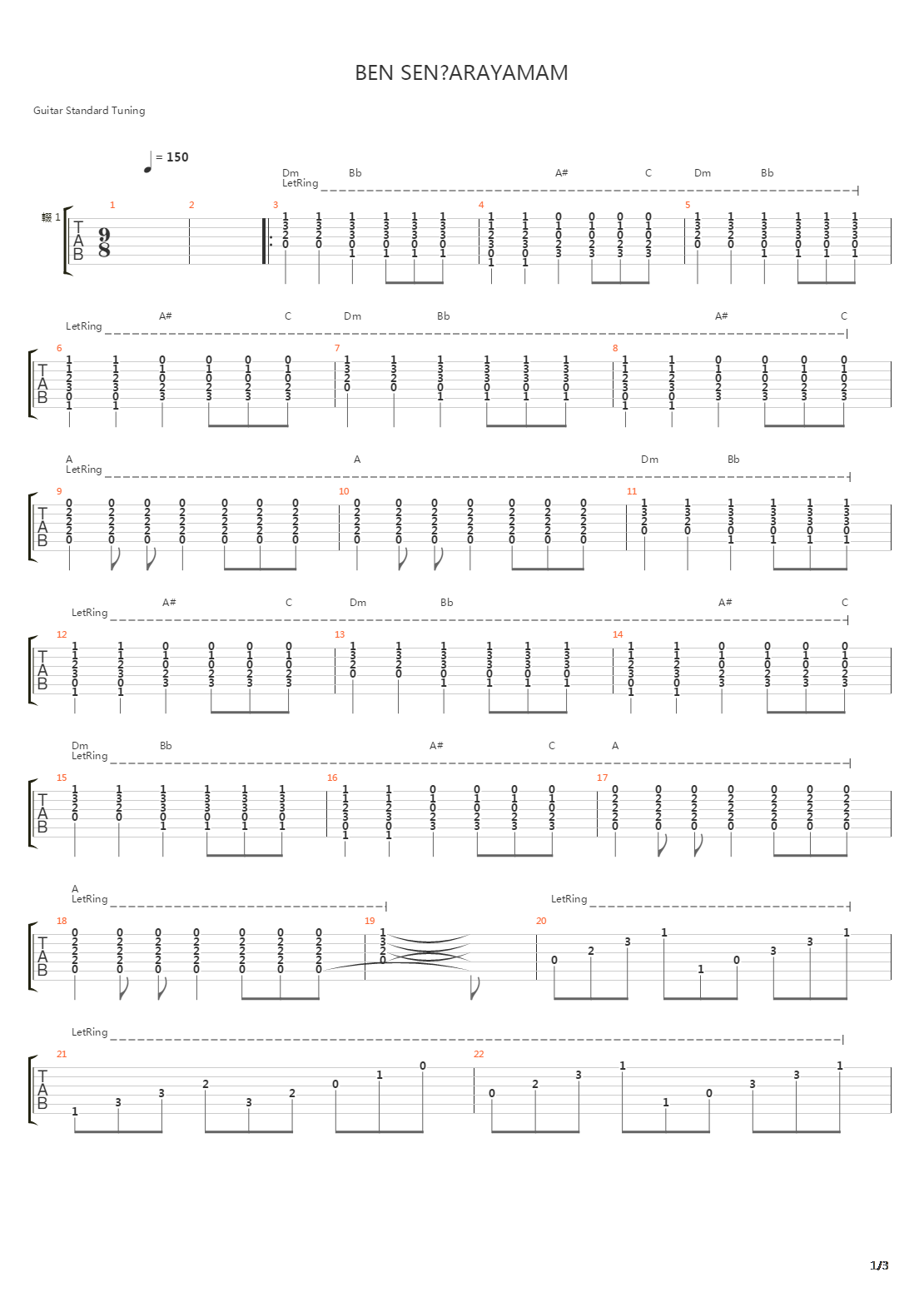 Ben Seni Arayamam吉他谱