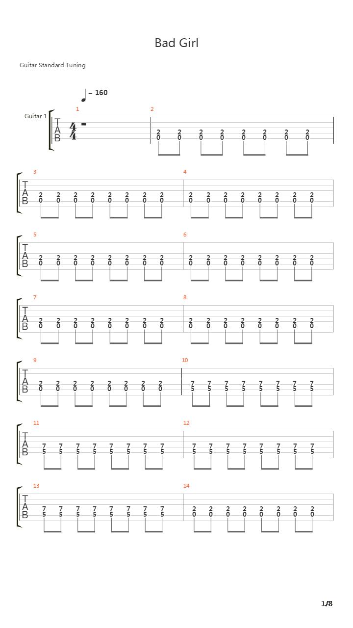 Bad Girl吉他谱