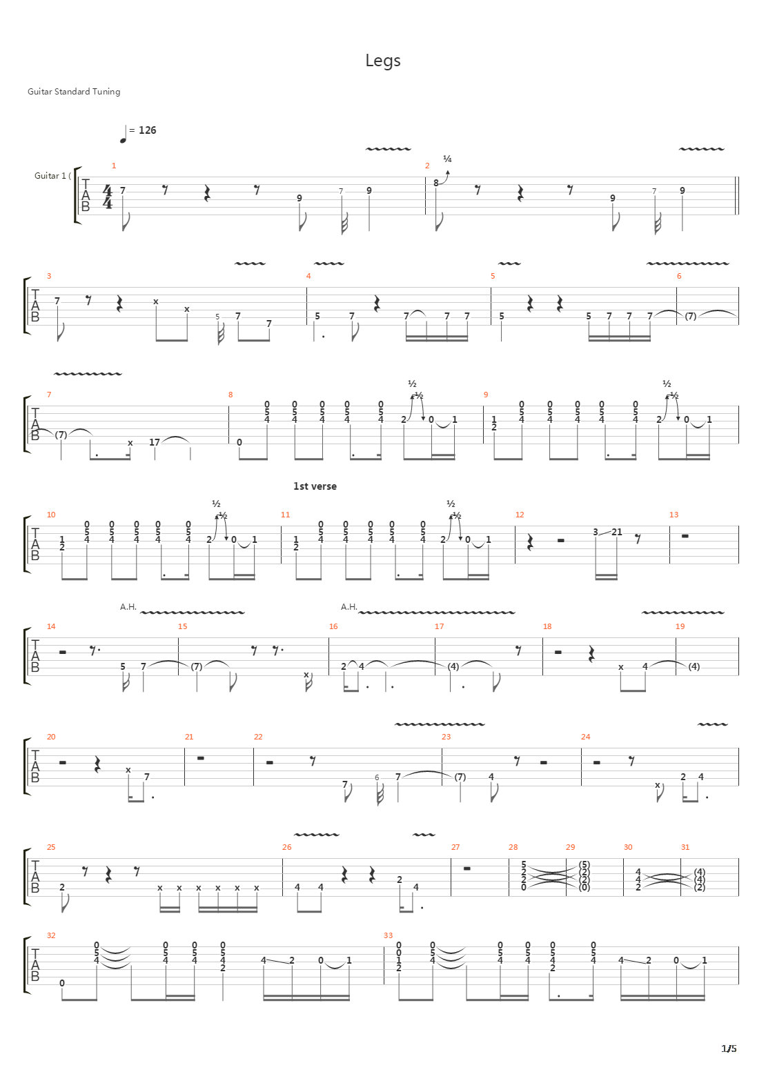 Legs吉他谱