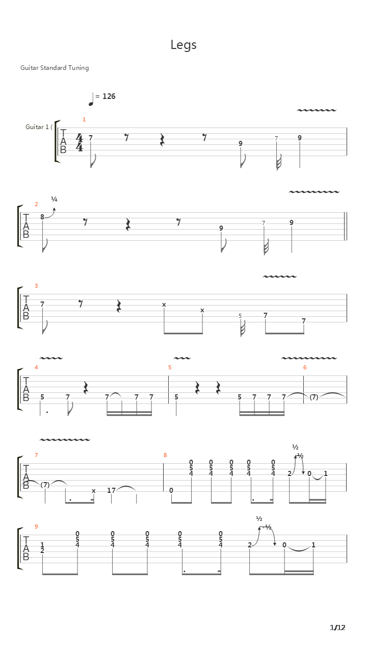 Legs吉他谱