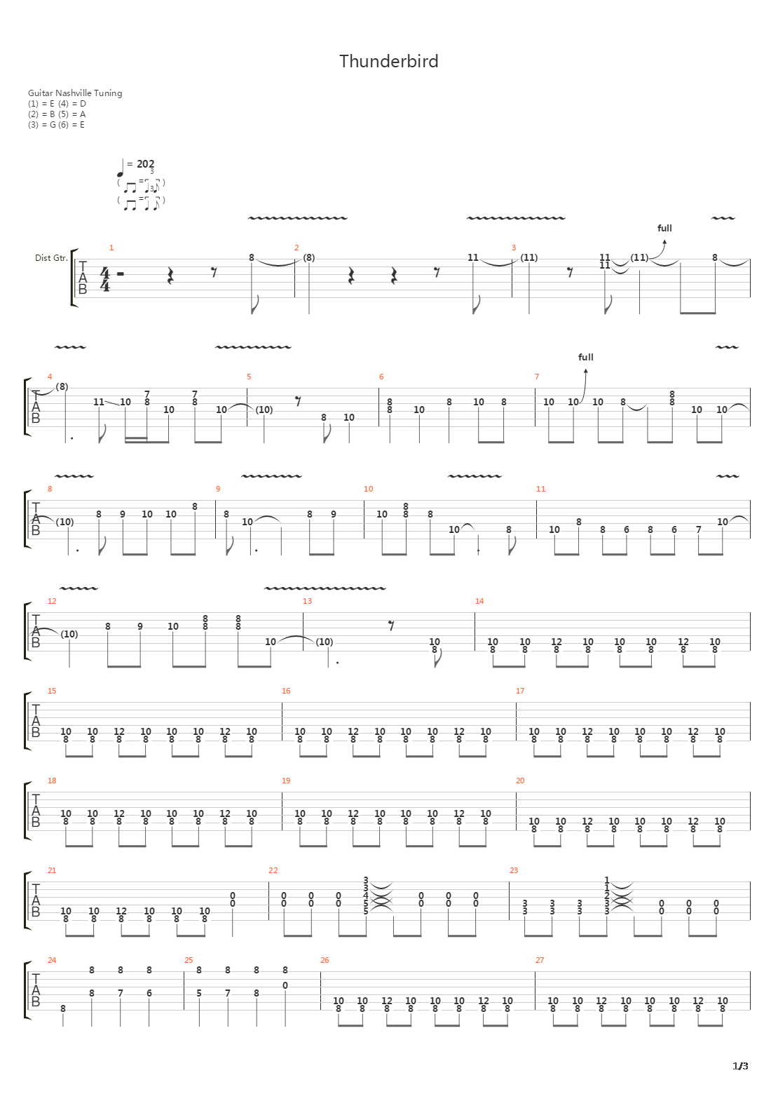 Thunderbird吉他谱