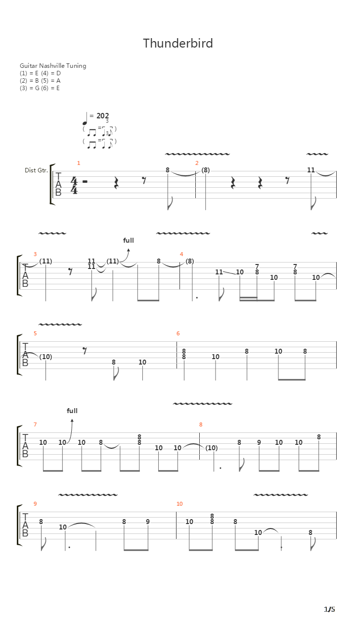 Thunderbird吉他谱