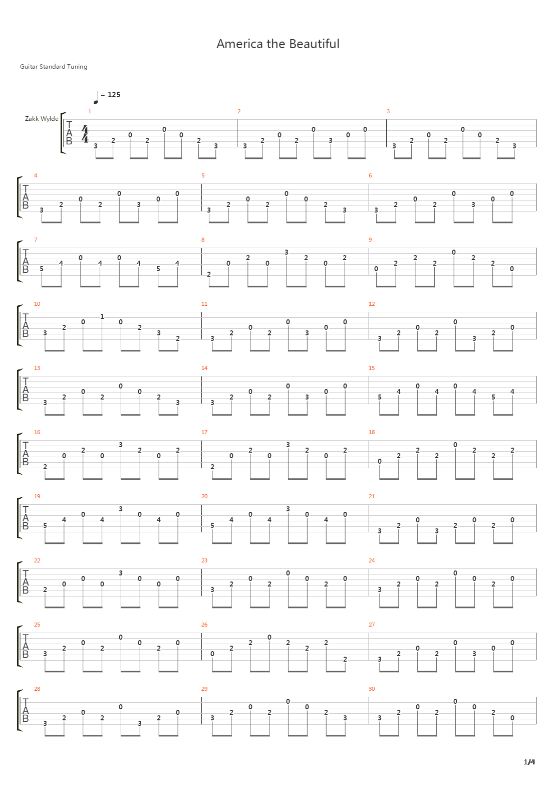 America The Beautiful吉他谱