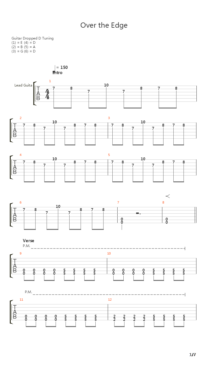 Over The Edge吉他谱