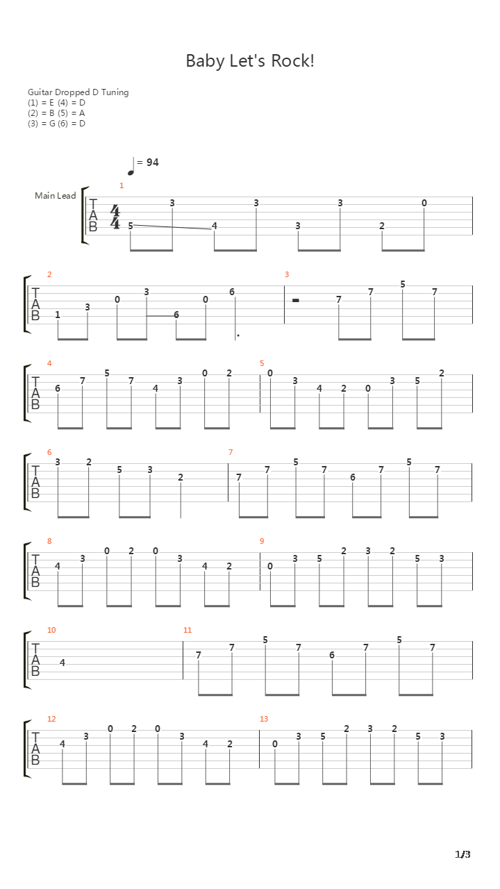 Baby Let's Rock吉他谱