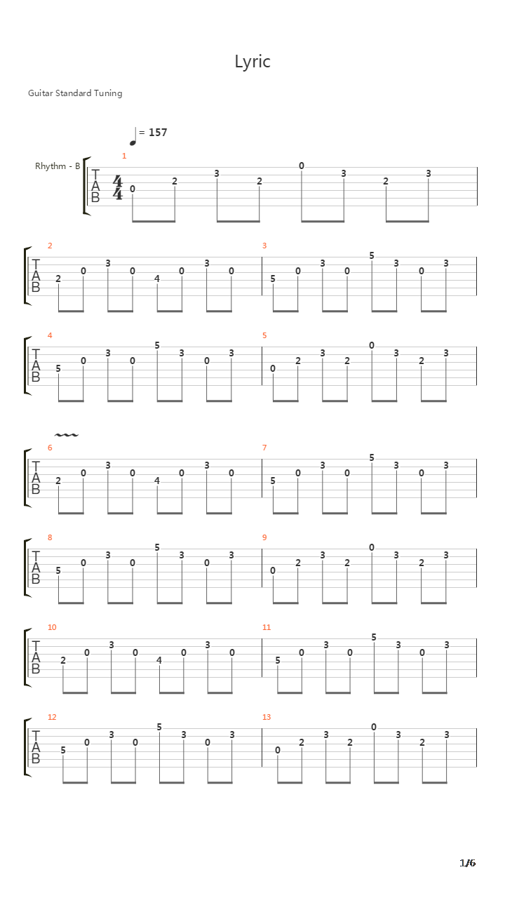 Lyric吉他谱