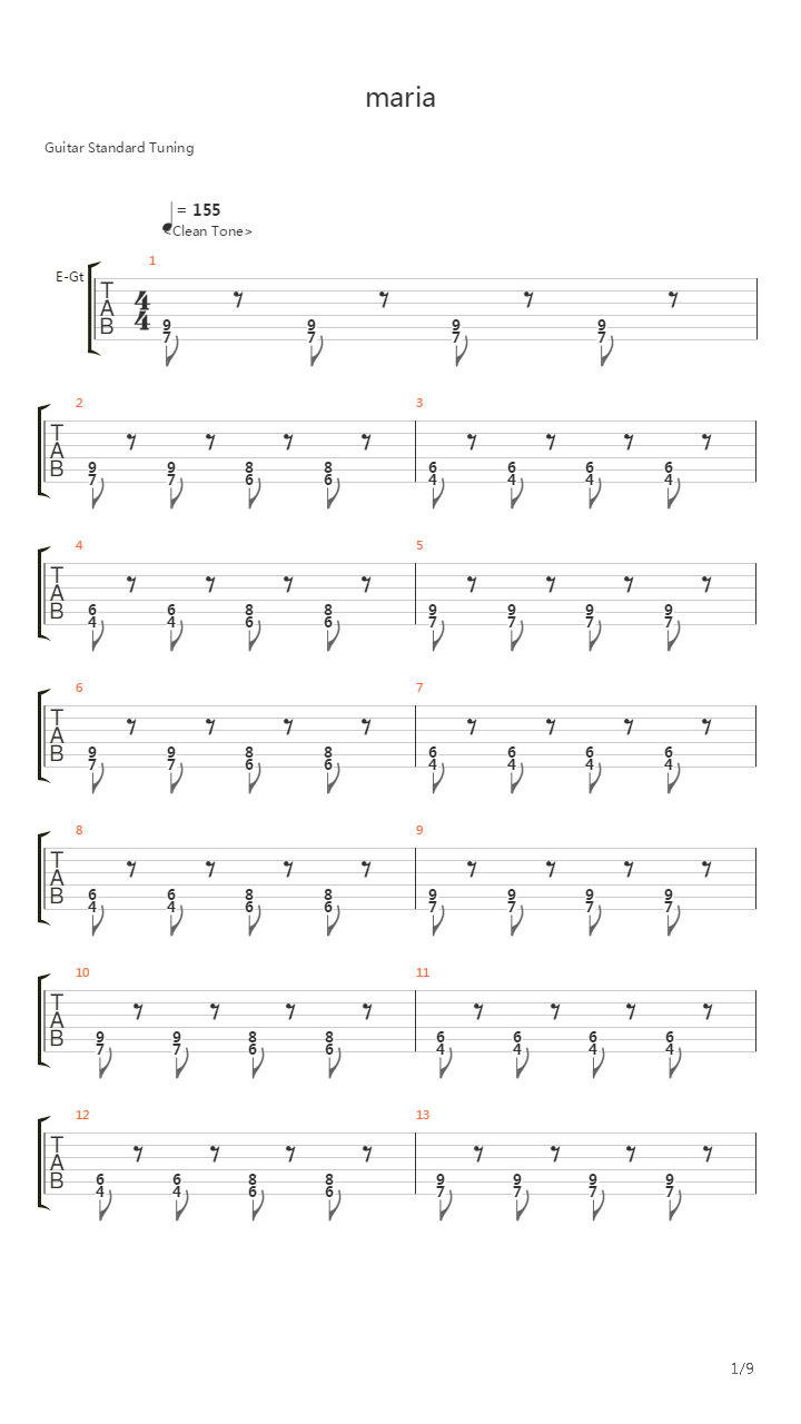 Maria(美女的烦恼OST)吉他谱