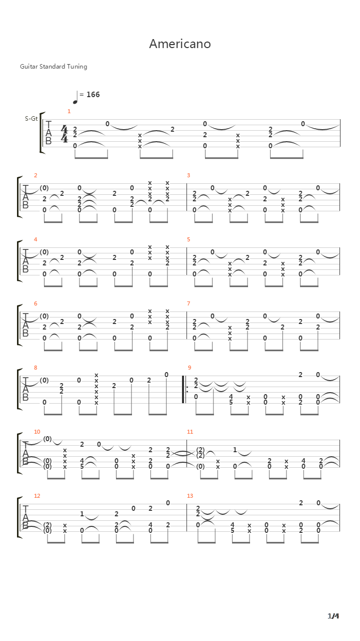 아메리카노 （americano）吉他谱
