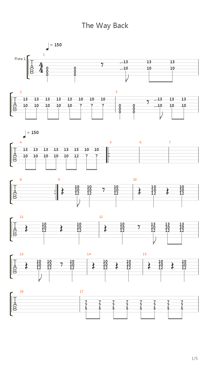 The Way Back吉他谱