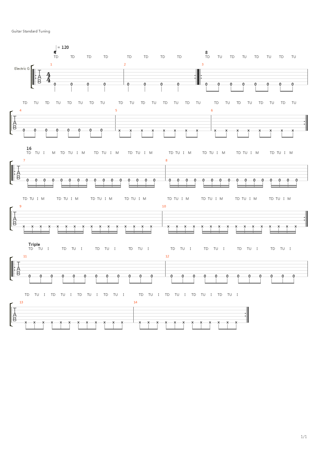 Basic Thumbing Skill（基础拍弦练习）吉他谱