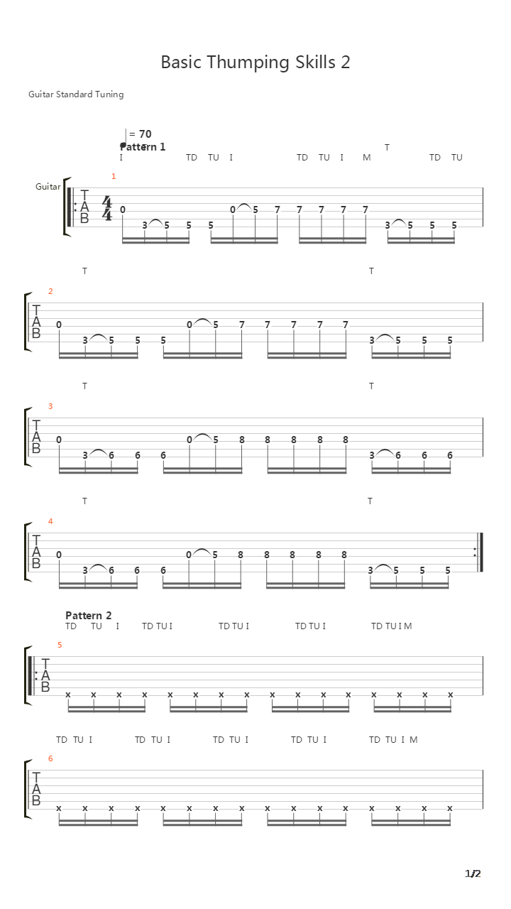 Basic Thumping Skills 2（基础拍弦练习）吉他谱