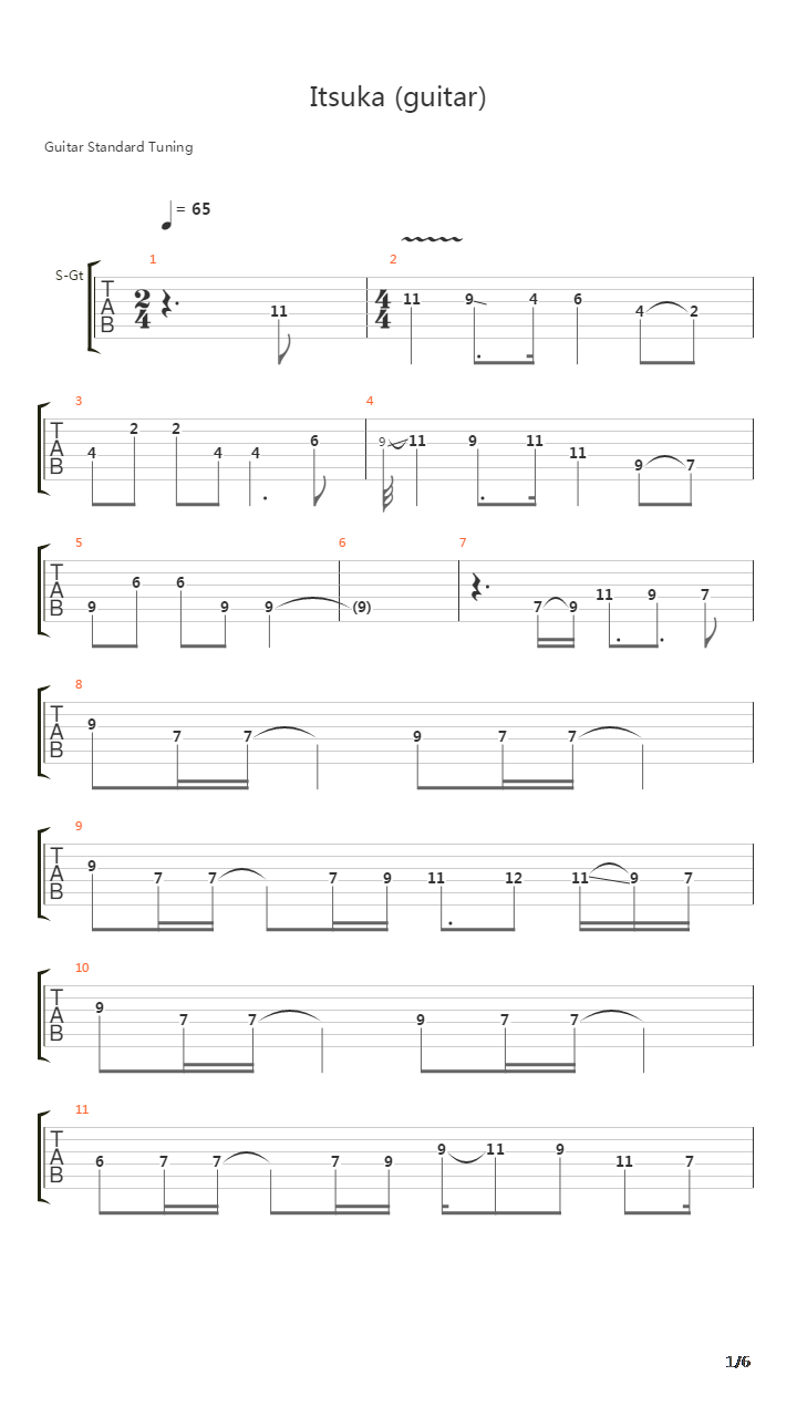 Itsuka (guitar)吉他谱
