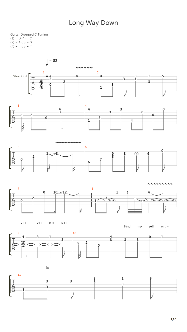 恶灵附身 - Long Way Down吉他谱