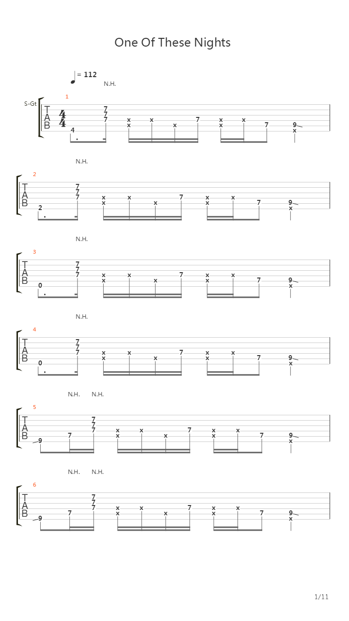 One Of These Nights (Eagles)吉他谱
