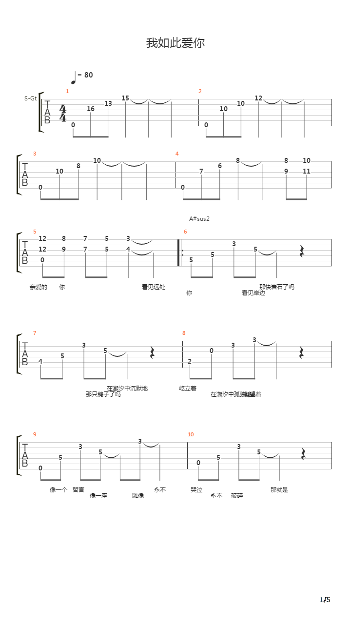 我如此爱你吉他谱
