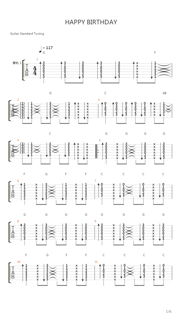 Happy birthday吉他谱