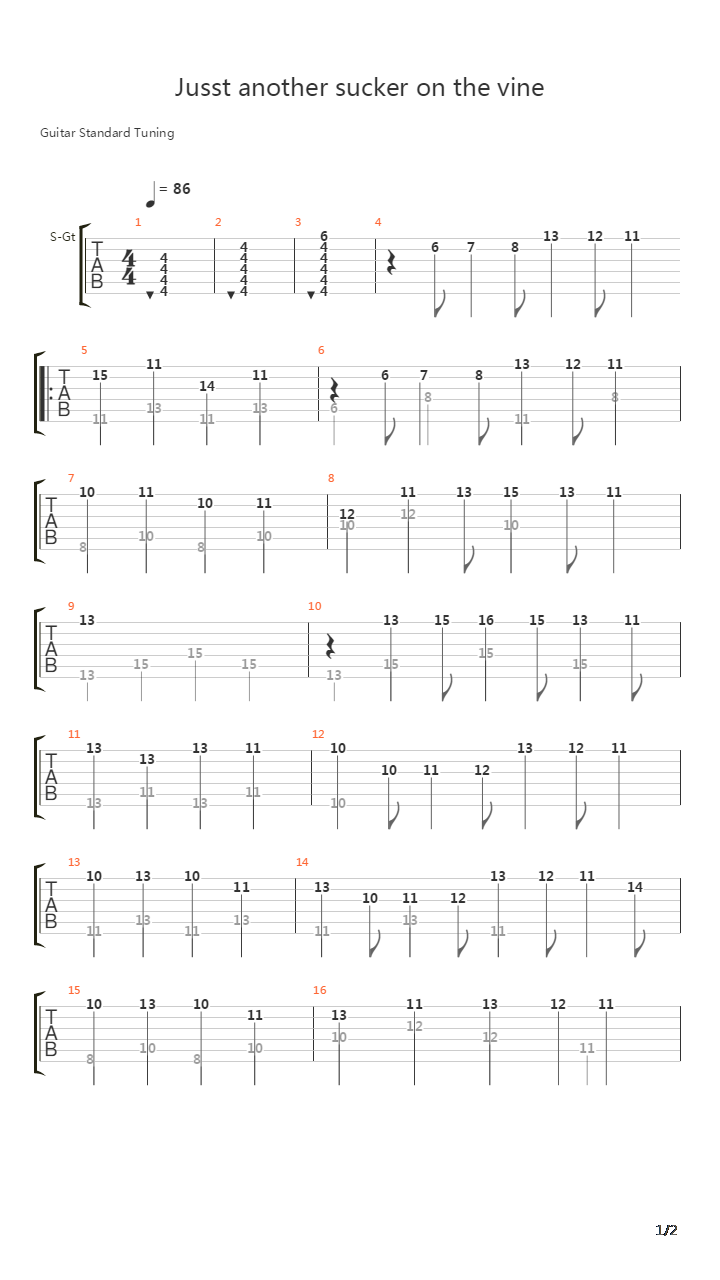 Just Another Sucker On The Vine吉他谱