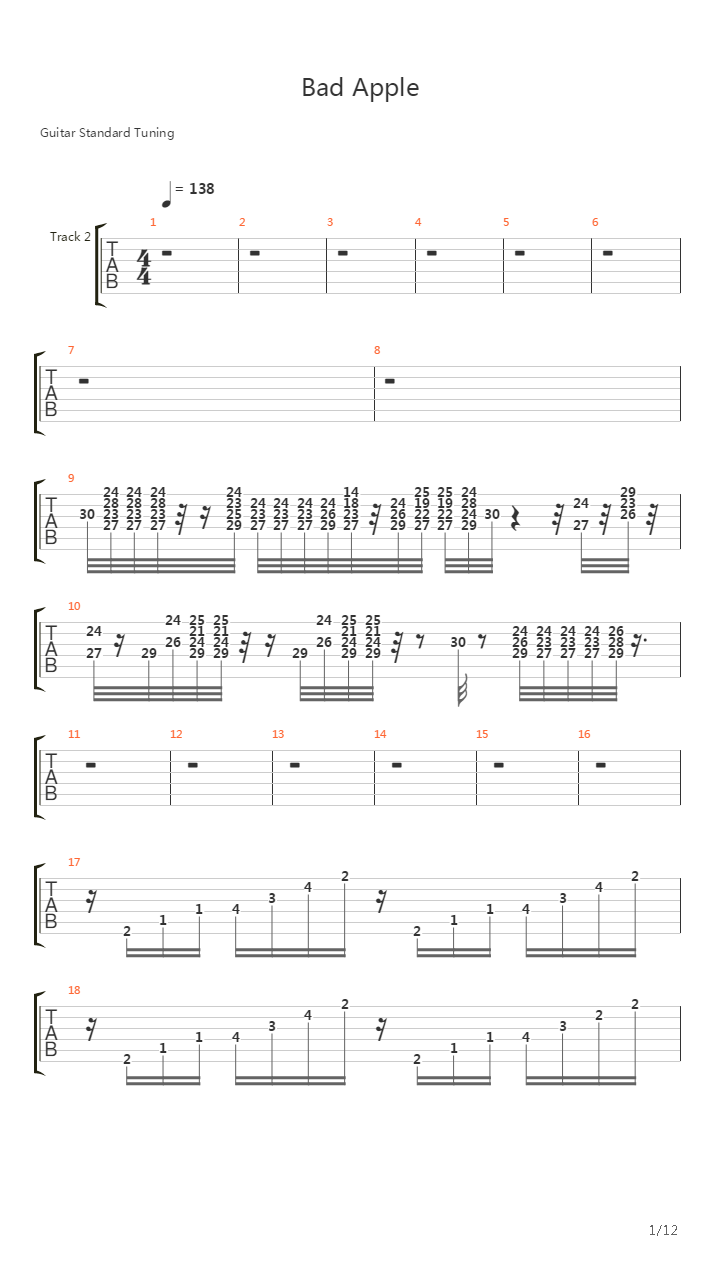 Bad Apple（坏苹果）吉他谱