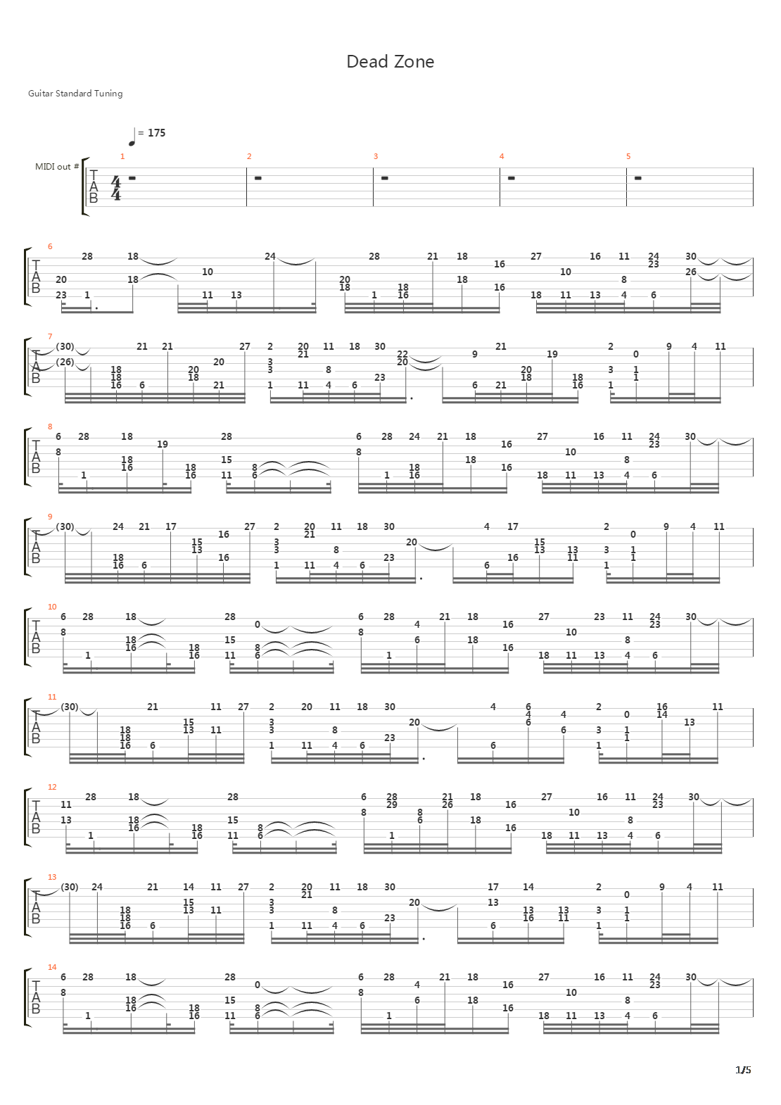 Dead Zone吉他谱