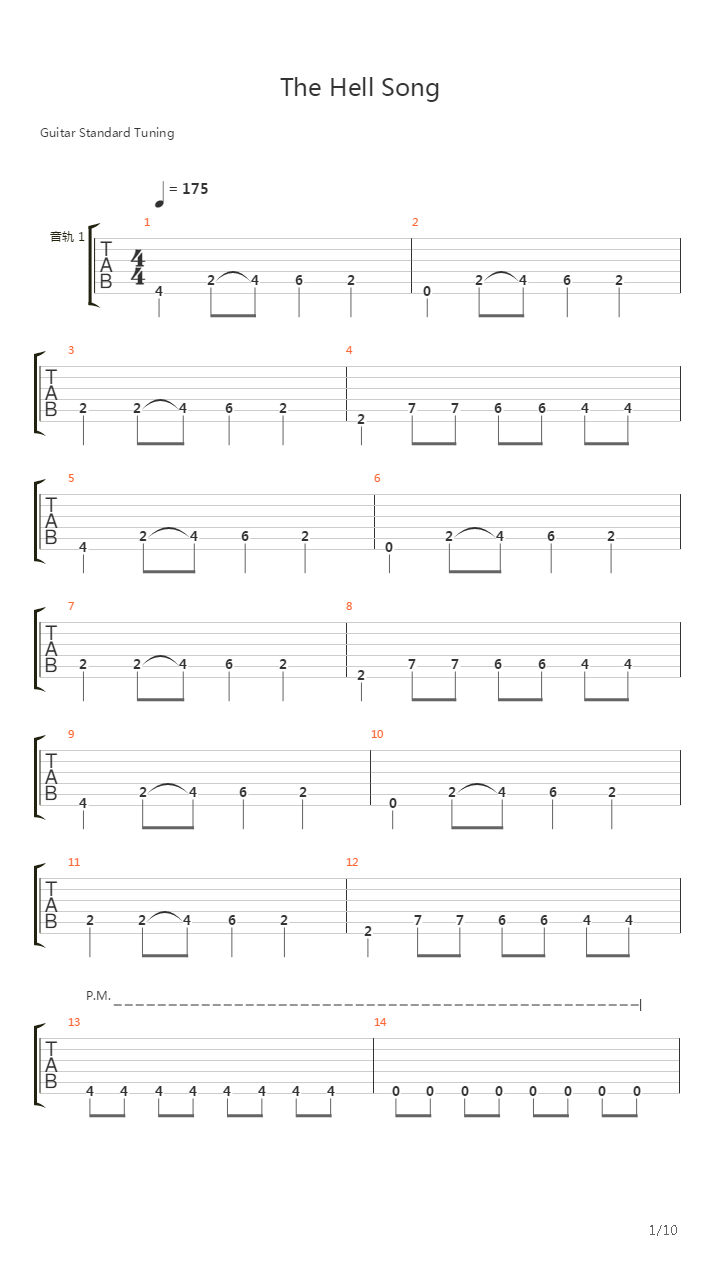 The Hell Song吉他谱