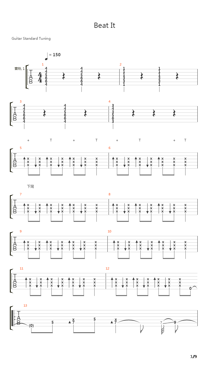 Beat It吉他谱