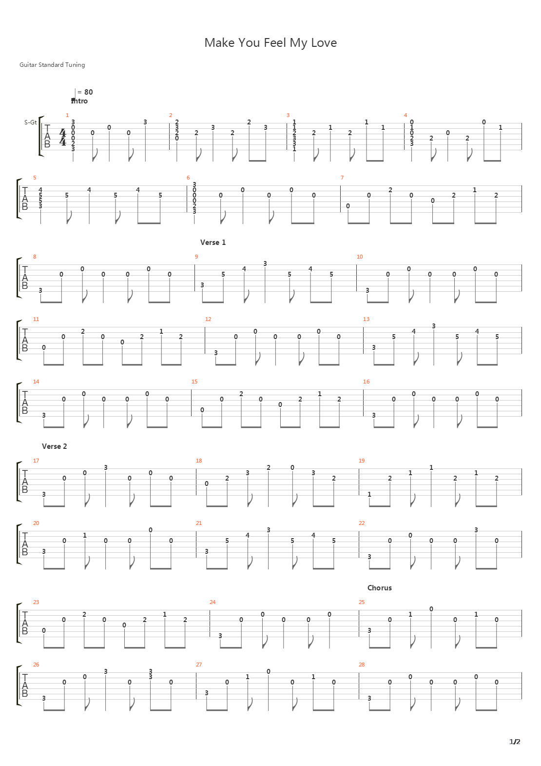 Make You Feel My Love吉他谱