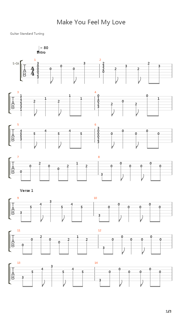 Make You Feel My Love吉他谱