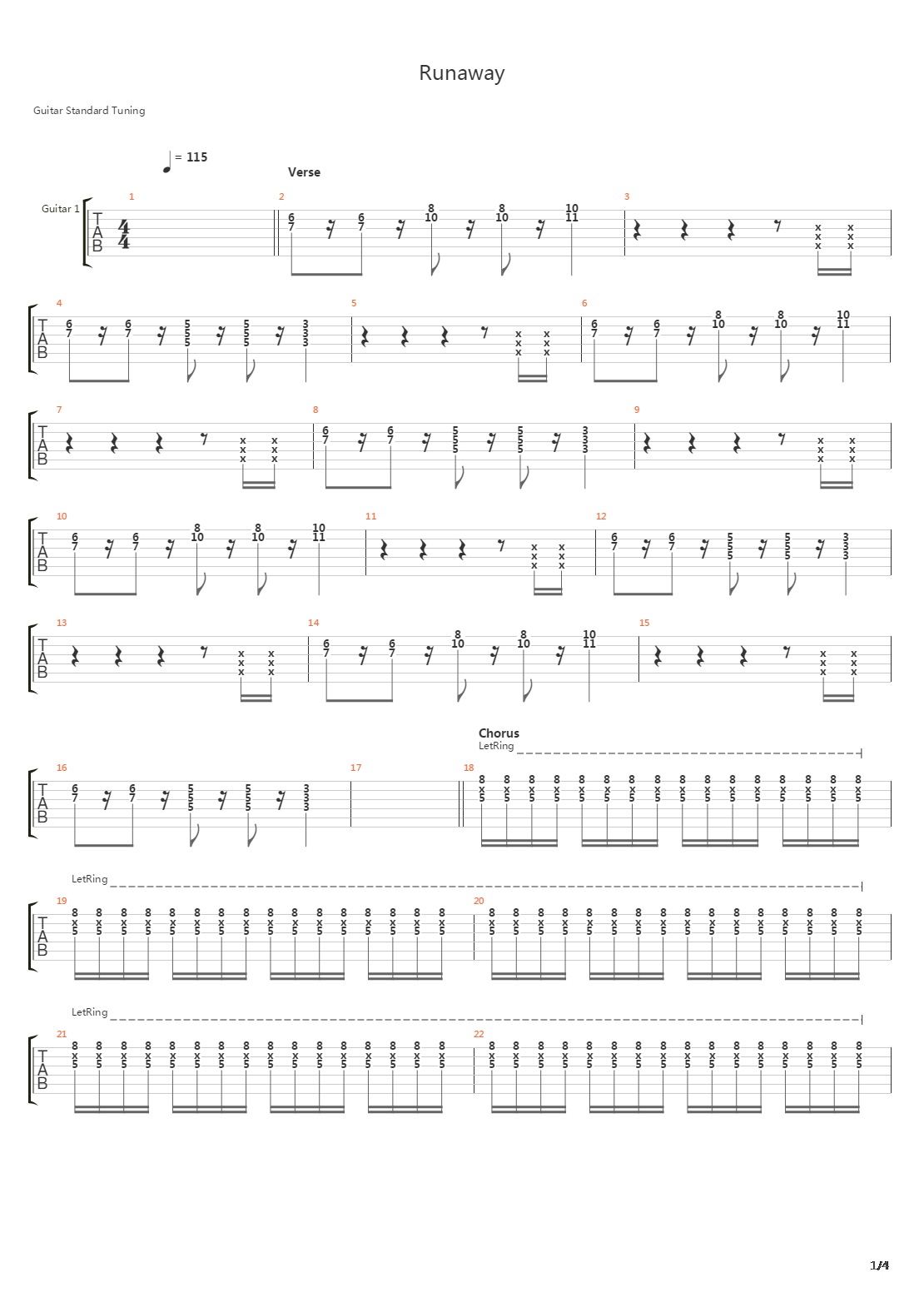 Runaway吉他谱