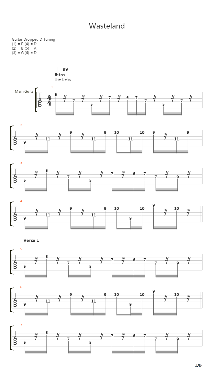 Wasteland吉他谱