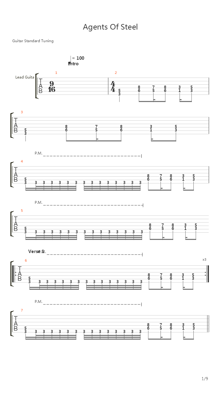 Agents Of Steel吉他谱