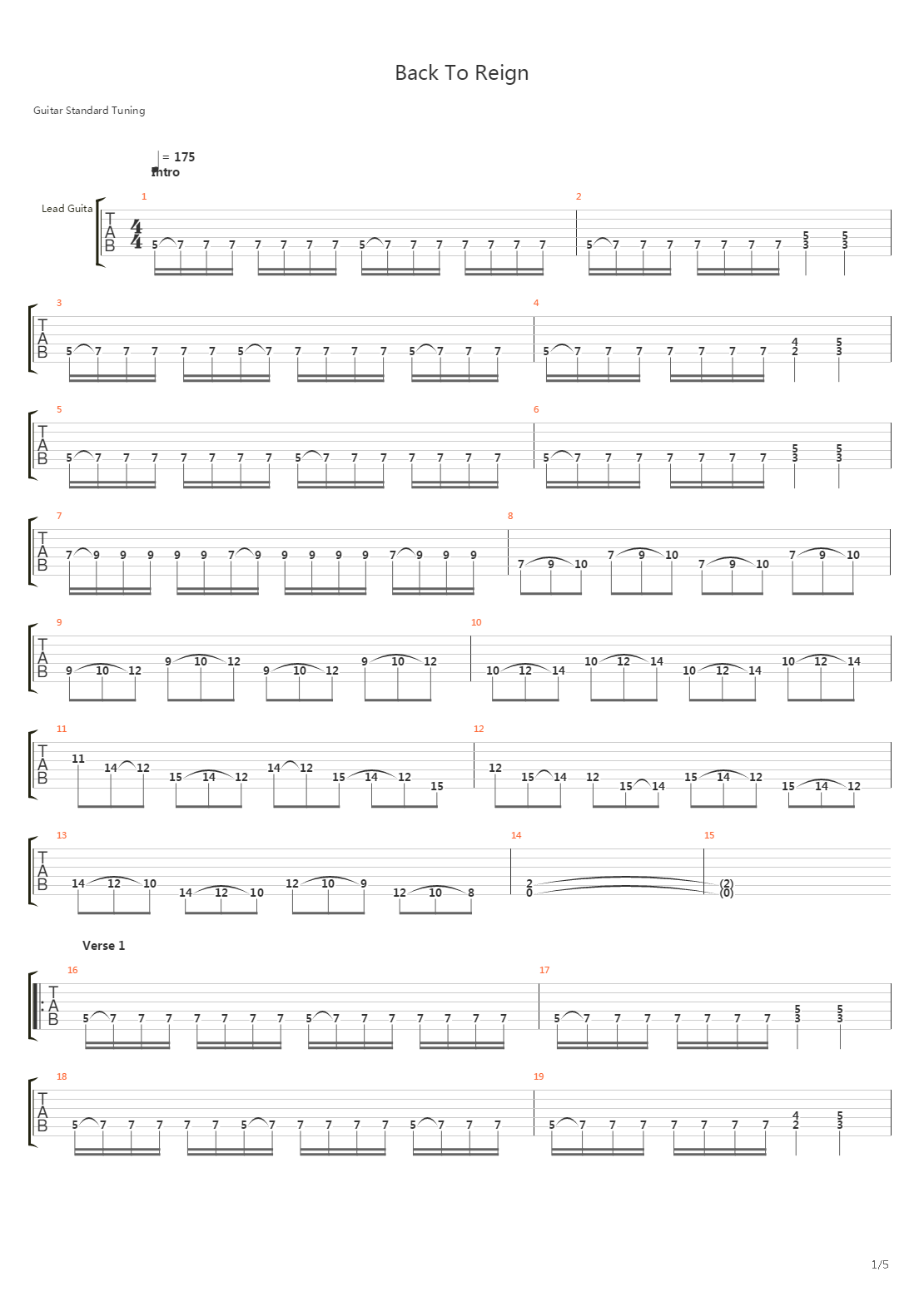 Back To Reign吉他谱