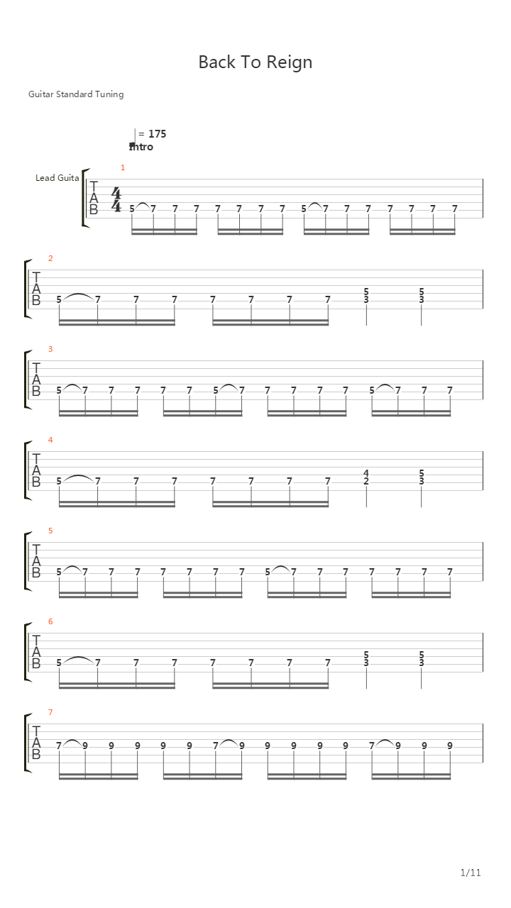 Back To Reign吉他谱