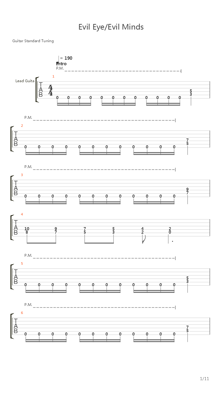 Evil Eye Evil Minds吉他谱