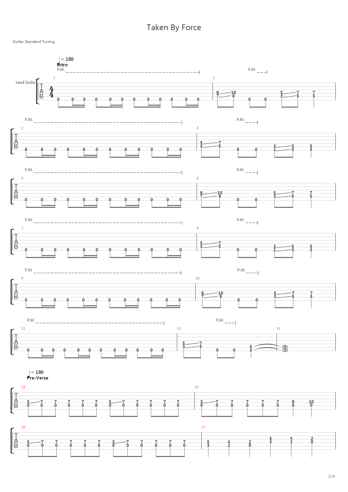 Taken By Force吉他谱