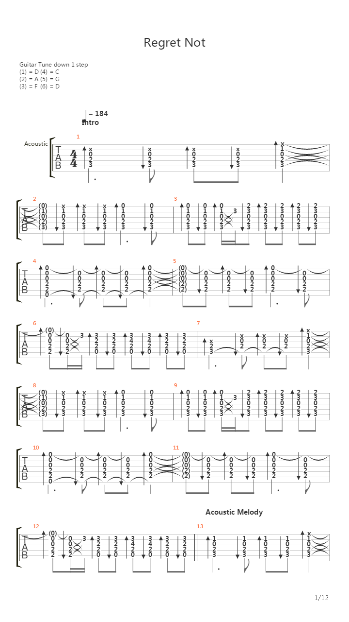 Regret Not吉他谱