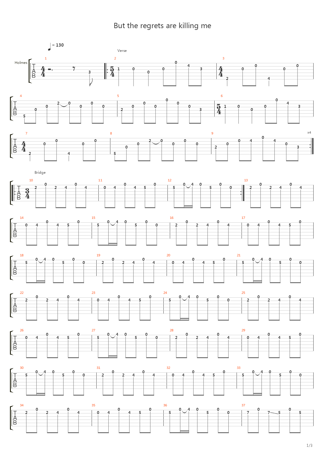 But The Regrets Are Killing Me吉他谱