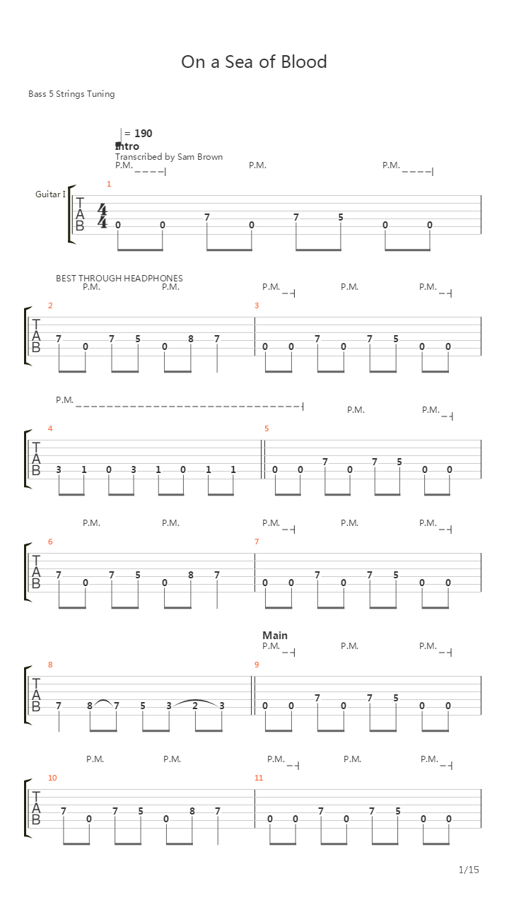 On A Sea Of Blood吉他谱