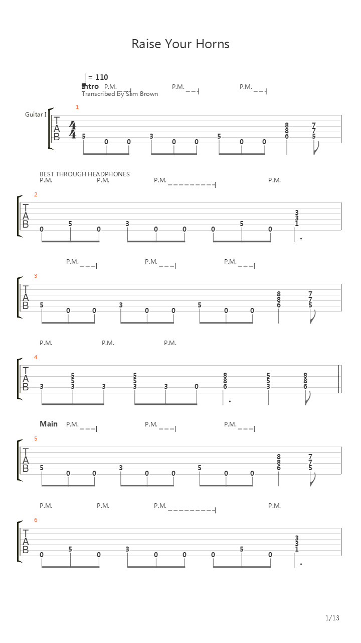 Raise Your Horns吉他谱