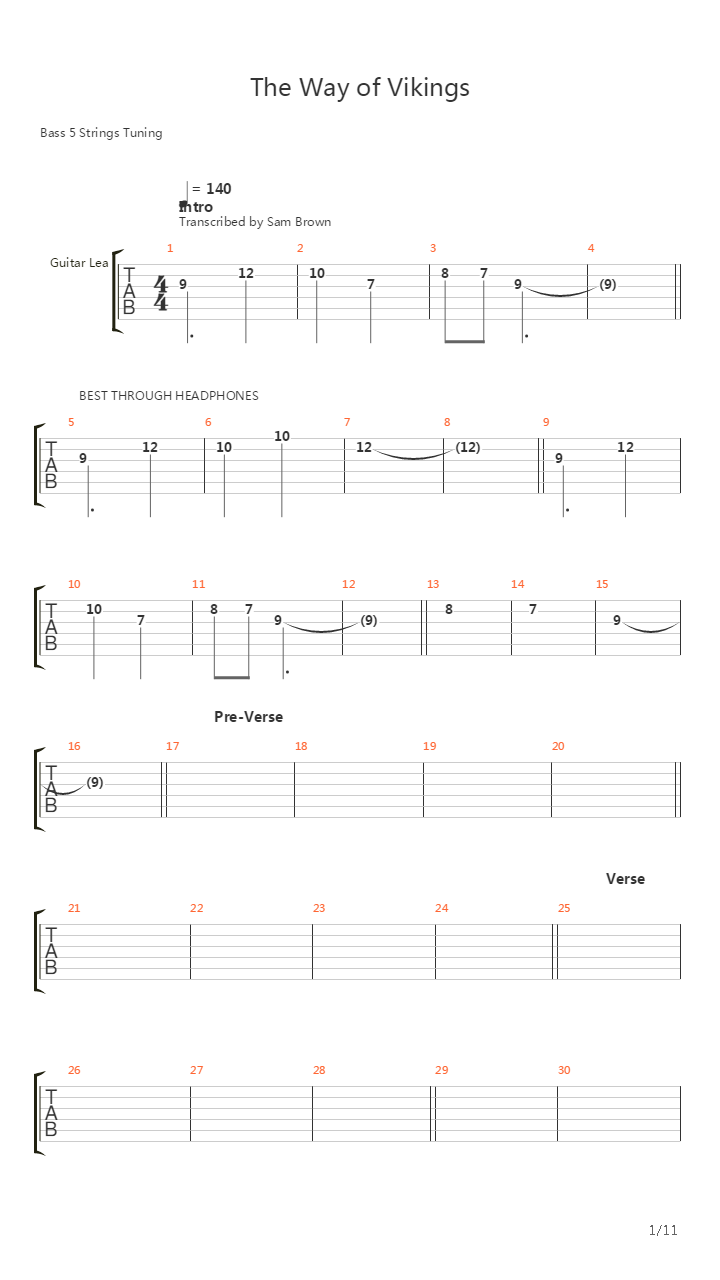 The Way Of Vikings吉他谱