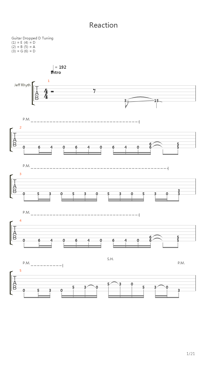 Reaction吉他谱