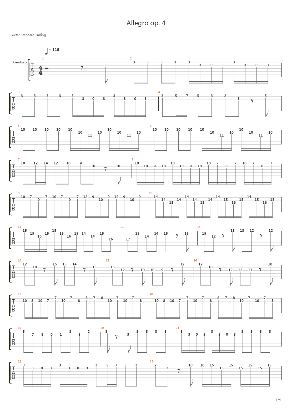Allegro Opus No 4吉他谱