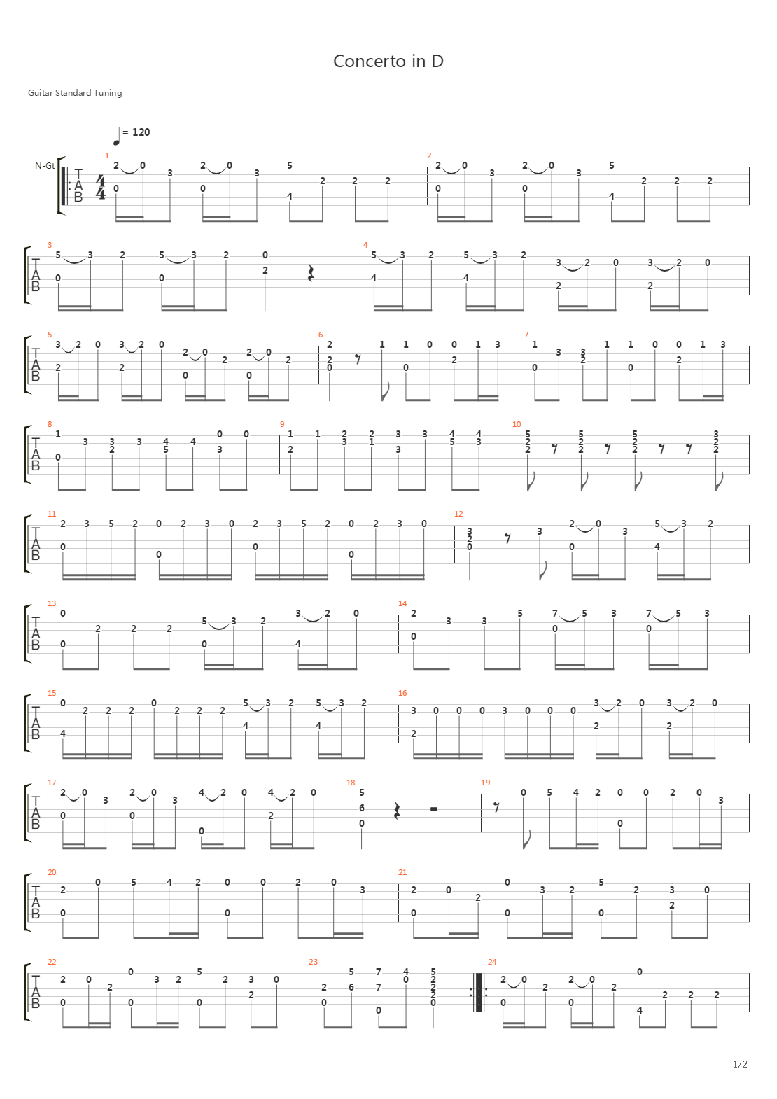 Concerto In D 1St Movement吉他谱