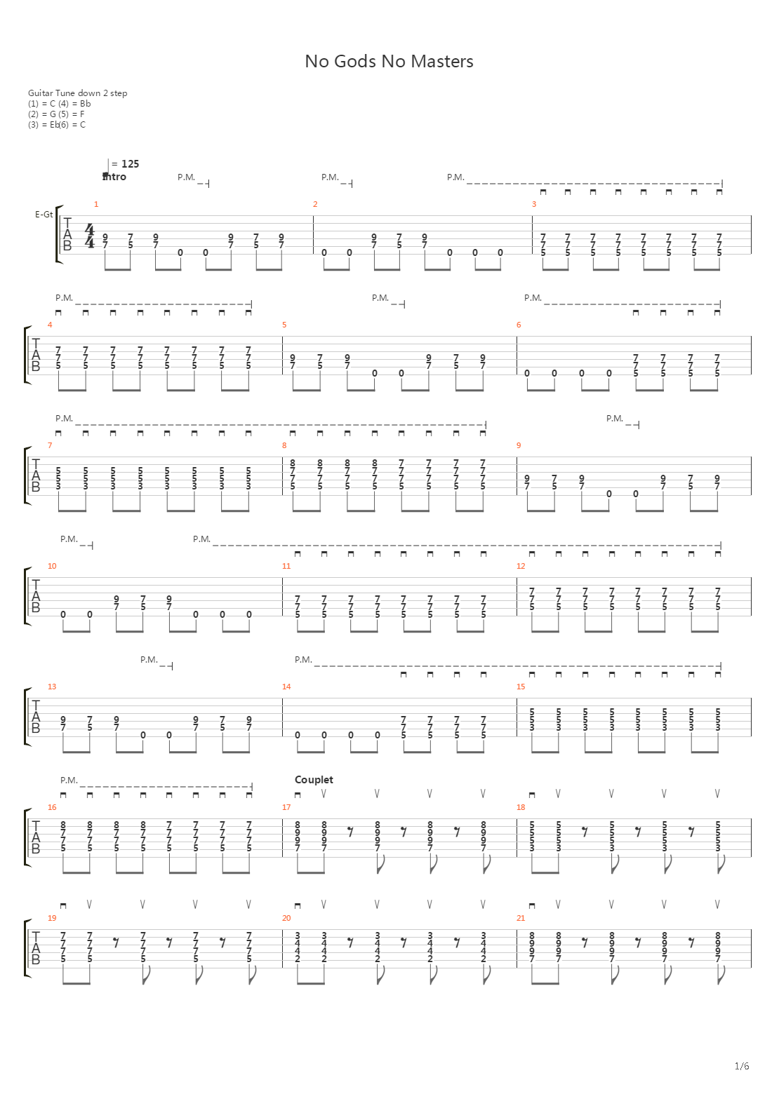 No Gods No Masters吉他谱