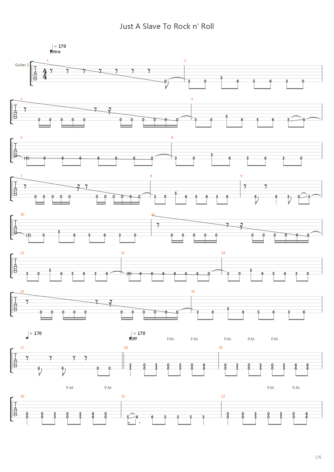 Just A Slave To Rock N Roll吉他谱