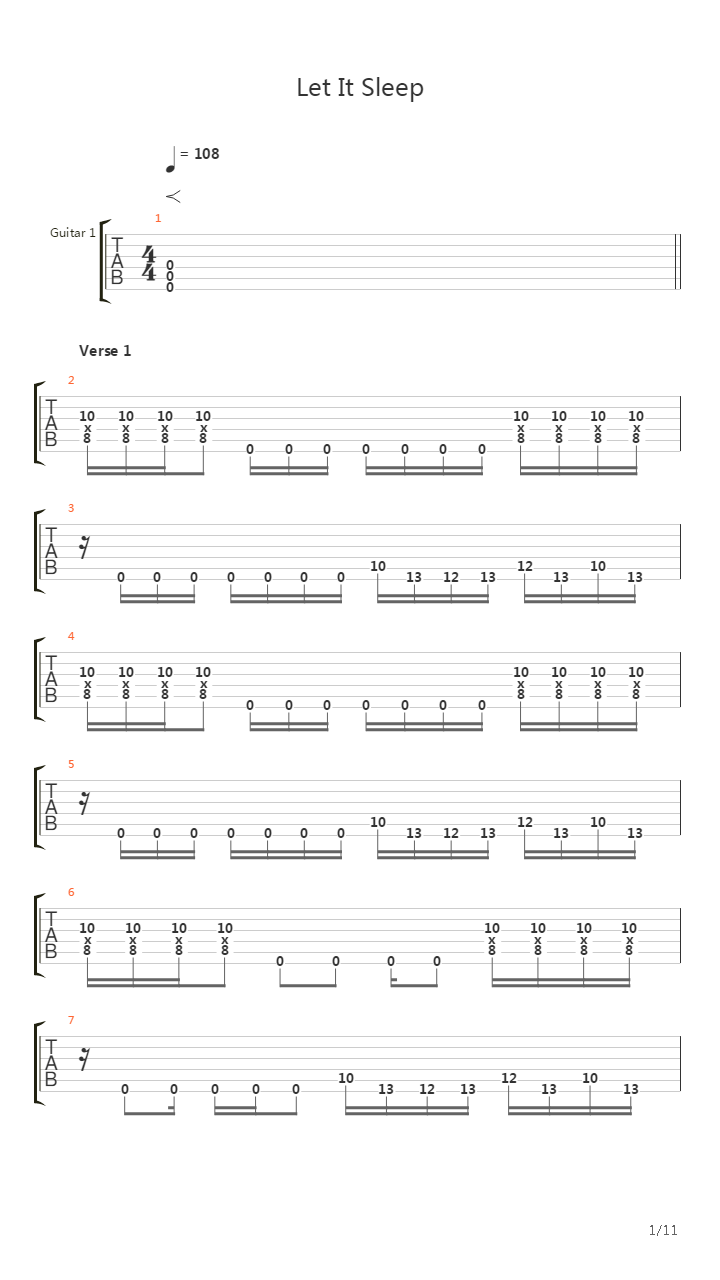 Let It Sleep吉他谱