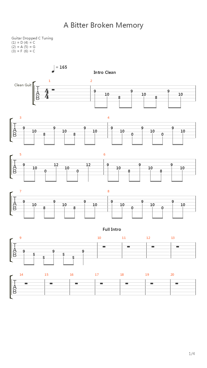A Bitter Broken Memory吉他谱