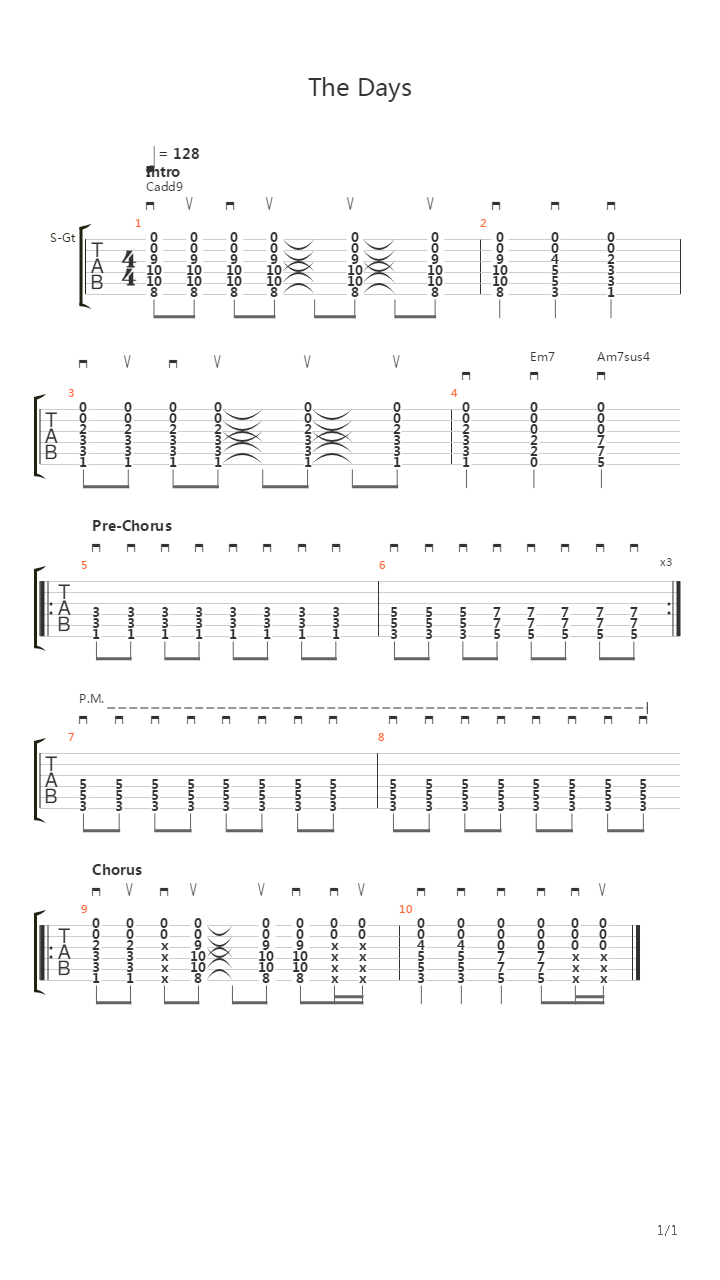 The Days吉他谱