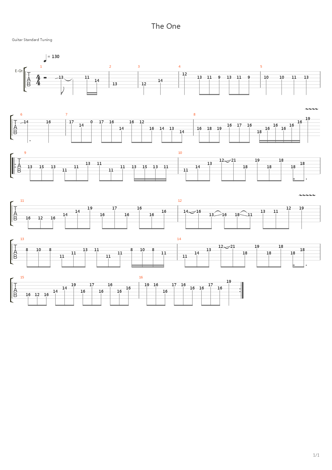 The One 2016吉他谱